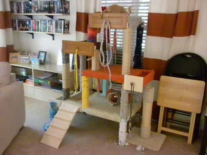 Cat tree made from drawers